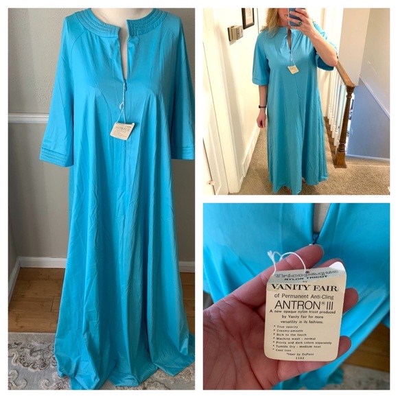 Vintage Dresses & Skirts - Vintage Deadstock blue Vanity Fair House dress L